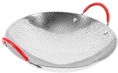 Zerodeko Vástago Binaural De Acero Inoxidable. Sartén Para Paella Olla Para Fondue Wok Casero Utensilios De Cocina Sartenes De Acero Para Cocinar Wok Asiático Sartén Antiadherente Comercial