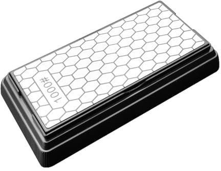Knife Double-sided Diamond-Sharpening Stone with Non-slip Base, Honeycomb Sharpening Stones Whetstone Knife Cutter Sharpener Honing Tool for Polishing Knife, Axe, Scissors Silver & Black