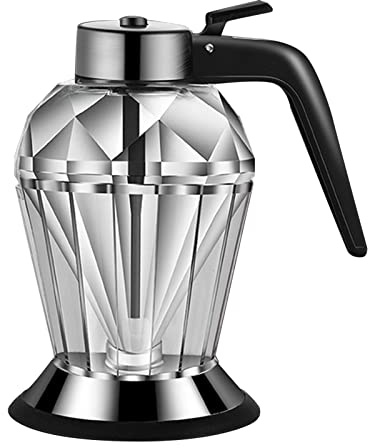 Distributeur de Miel sans Goutte,Verseur de Sirop en Acrylique Design Diamant avec Support,Pot à Miel et Sirop d'Érable de 200ml - Idéal pour Huile d'Olive, Vinaigre et Sauces,Accessoires de Cuisine