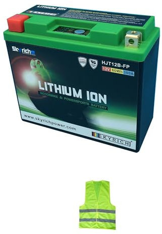 Compatible avec Yamaha FZ6 Fazer, Abs, S2 (RJ07/RJ14) 600 année 2004 al 2008 Batterie AU Lithium SKYRICH HJT12B-FP FOURNIE CHARGÉE ET PRÊTE À l'emploi Batteries 12V 60WH 300A 150X65X130