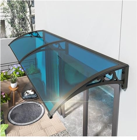 Modern Polycarbonate Front Door Canopy 120x150cm Outdoor Rain Shelter with ABS Support Porch Canopy for Back Door, Porch, Patio ZHZHXR(Size:0.6x3m/1.97x9.84ft)