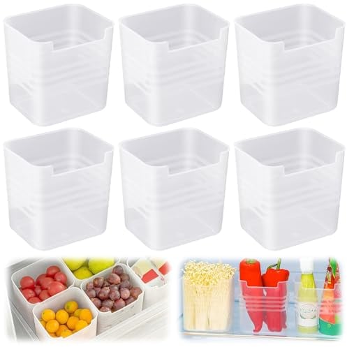 Cisolen 6 PCS Refrigerator Door Organizer Box, Clear Refrigerator Organizer Bins, Stackable Fridge Storage Boxes For Fridge, Kitchen, Pantry, Cabinets and Storage