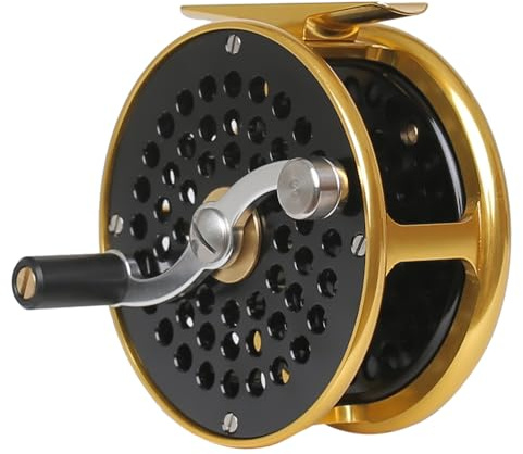 Vintage Classic Fly Fishing Reel,Right/Left Handle Position, Fly Reel (Black with Gold, 7/9 wt)