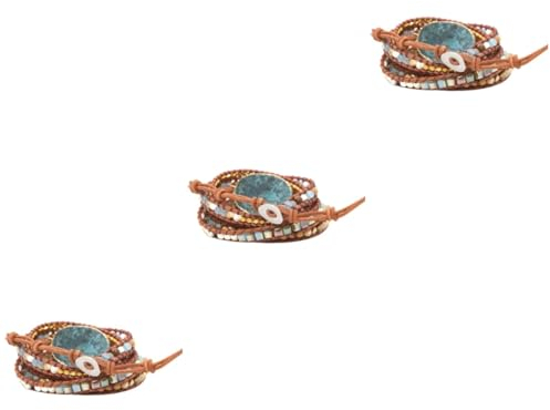 SOIMISS 3stücke Titel Boho-armband Aus Natürlichem Meeresstein Für Damen Handgewebtes Verstellbares Schmuckstück Für Reisen Partys Und Alltag
