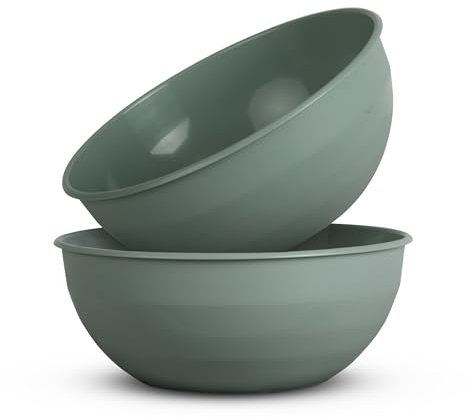 Pro Home 2er Pack Kunststoff Schüssel Plastikschüssel - BPA Frei - Spülmaschinenfest - (Ø25,5cm / Grün) Bruchfester PP - Salatschüssel Rührschüssel Schüssel