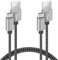 deleyCON 2m USB-C Cable Set (2 Pack) - Nylon Braided Charging & Data Cable - Compatible with USB-C Devices