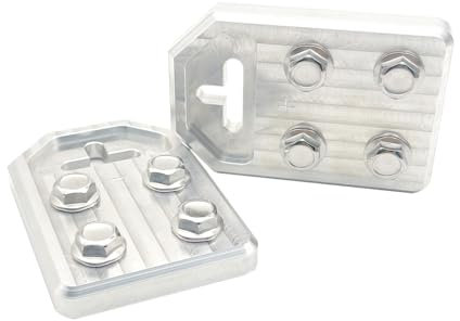 Pair of 4 Point Car Audio Aluminum Flat Battery Terminals M8 Stainless Steel Bolt