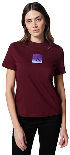 Calvin Klein Damen T-Shirt Kurzarm Classic Fit Tee aus Baumwolle, Rot (Deep Rouge), XL