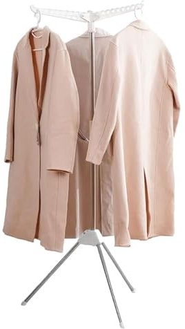 Séchoir à linge sur trépied – Acier inoxydable avec 3 bras rotatifs | Séchoir à linge pliable, télescopique réglable en hauteur de 140 cm ou 160 cm | Séchoir à vêtements d'intérieur pour sécher les
