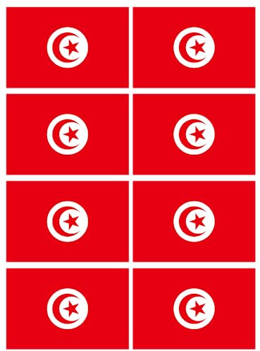 Drapeau Tunisie (8 stickers - 9.5 x 6.3 cm) - Sticker/autocollant