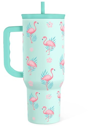 Flamingo Tumbler, Stainless Steel Insulated Tumblers Coffee Mug Cup with Handle, Gifts for Women Girls on Birthday Christmas Summer, 40oz