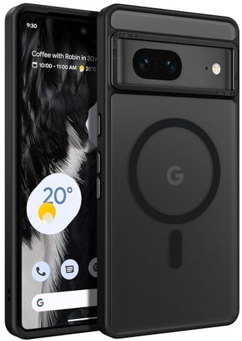 BENTOBEN Hülle für Google Pixel 7, Durchscheinende Matt Anti-Fingerabdruck Handyhülle Rückseite Dünn Stoßfest Schutzhülle mit Mag-Safe Magnetisch, Schwarz