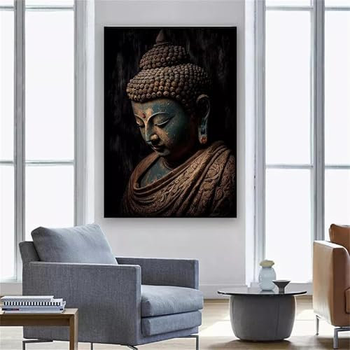 LIFKNVN Wandkunst mit Buddha-Statue, meditierende Statue, Leinwandmalerei, Poster und Drucke, Bild für Schlafzimmer, religiöse Zen-Poster für Zimmer, 40 x 60 cm, ohne Rahmen
