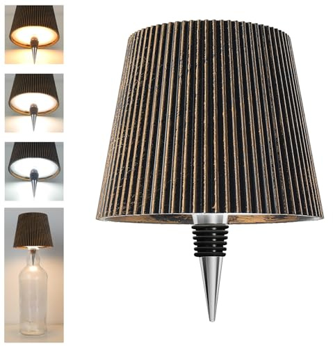 Beaeet lampada bottiglia LED Bronzo, ricaricabile USB-C, senza fili, IP54, 3 tonalità dimmerabili, per bottiglie in vetro da tavolo, balcone, terrazza, campeggio, feste