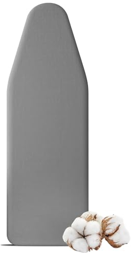 WIYETY Bügelbrettbezug, Extra Dick Klassischer Baumwollbezug, Verbrühungshemmend Bügeltischbezug, Bügelbrett Bezug, für Dampfbügelstation & Schnelles Bügeln - 125 x 45 cm, Grau