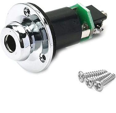 CVUTOVO Guitar End Pin Jack Socket with Strap Button Easy Installation for Acoustic Electric Guitars Output Compatible with Bass Other Instruments Black