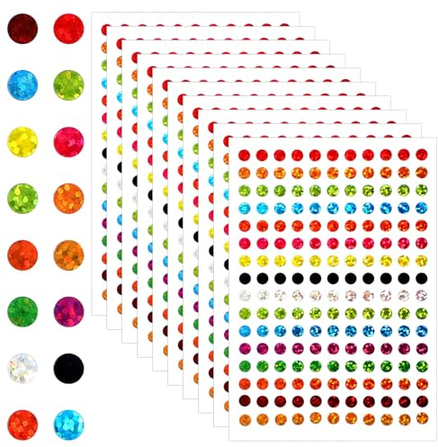 Andibro 5280 Stück Glänzende Kreis-Punkte-Aufkleber, glitzernde Farbkodierungs-Etiketten 16 Farben kleine runde Punkte Laser bunte Kreisetiketten für Klassenzimmer Büro DIY