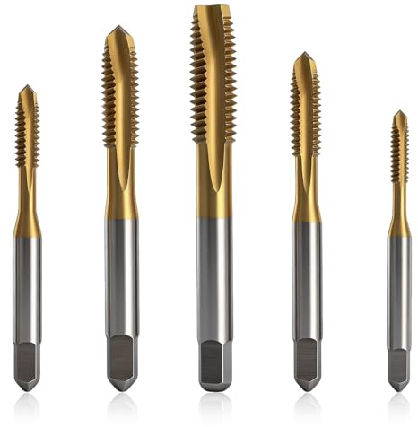 5 Stück Gewindebohrer Set mit Rostschutzbeschichtung M3 M4 M5 M6 M8 Gewindeschneider Bit HSS Gewindebohrer, Gewindebohrer Bit Satz Spiralnutbohrer Maschinengewindebohrer für Metall Holz Kunststoff