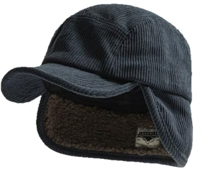 Louvelle Paris Hivéria – Casquette Côtelée à Rabats d’Oreilles Chapeau de Baseball Unisexe en Velours Côtelé avec Cache-Oreilles, Casquette Chauffante Anti-Vent pour Sport d'hiver