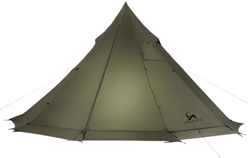 TOMOUNT Zelt Tipi Nylon Indianerzelt Hoch Firstzelt Pyramidenzelt mit Ofenloch für Zeltofen 4 Jahrzeit Campingzelt für Outdoor, Camping, Wandern, Trekking