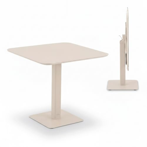 Liadomo Klapptisch Outdoor Torano - Gartentisch quadratisch - 80x80 cm - Balkontisch - Bistrotisch - Aluminium Cream - klappbar - wetterfest & pflegeleicht