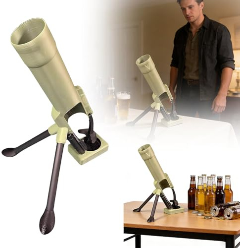Bierflaschenmörtel-Flaschenöffner, 51 mm, Mörtel-Bierflaschenöffner, robuster taktischer Kappenwerfer, freihändiger Push-Down-Öffner, exklusiver Platz für Bar und Schreibtisch, Dekoration (Khaki-Grün)