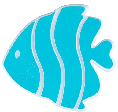 Wenko 23066100 - Adesivi antiscivolo a forma di pesce, confezione da 5 pezzi, colore: azzurro, plastica, 10 x 10,5 cm