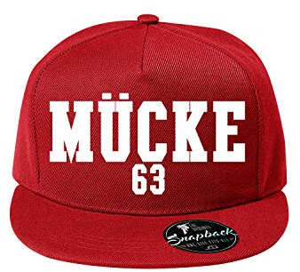 Baumwolle Mücke 63 Baseball Cap, Basecap - Unisex Kappen, Sport, Reisen, Style - Baseballkappe Kappe, Mütze (410-Cap5P-7Rot)