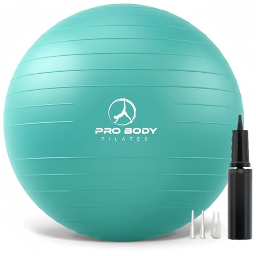ProBody Pilates Ball, Gymnastikball, Yogaball, Stabilitätsballstuhl, mehrere Größen, Geburtsball in Fitnessstudioqualität für Schwangerschaft, Fitness, Gleichgewicht, Training und Physiotherapie