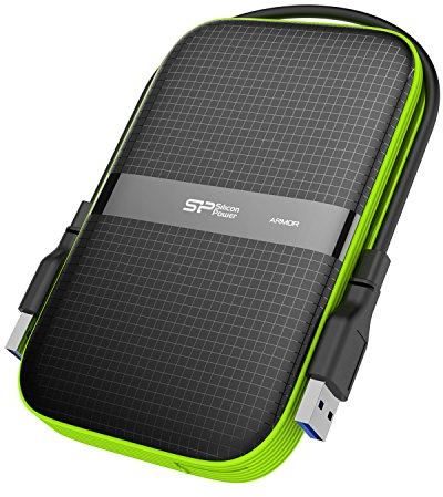 Silicon Power 2 TB External Portable Hard Drive Rugged Armor A60 Shockproof Water-Resistant 2.5-inch USB 3.0, Military Grade Mil-Std-810G & IPX4, Black (FBE-SU020TBPHDA60S3KFE)