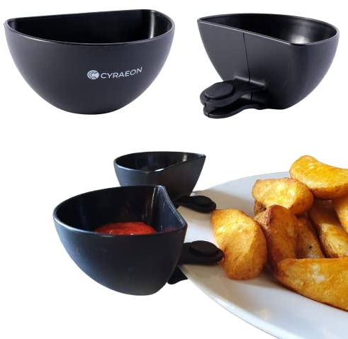 Cyraeon Dip Clips, Pack of 4, Perfect for Fussy Eaters - Keeps Sauces Separate From Plate - Strong Clips With Container Dish for Any Sauce