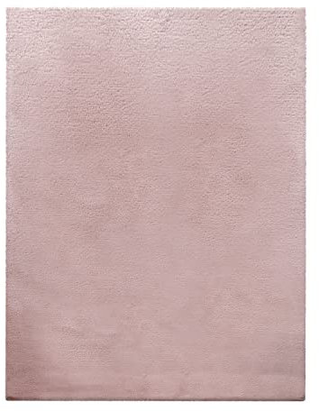 TT Home Hochflor Teppich Wohnzimmer Kunstfell Super Softes Kaninchenfell Imitat In Rosa, Größe:160 cm Rund