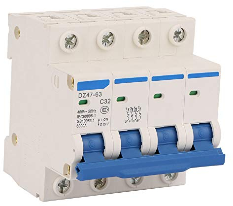 Miniatur-Leistungsschalter DZ47-63 4P 32A 400V - Fehlerstromschutzschalter für elektrischen Leckageschutz, Überlastschutz, Kurzschlussschutz und Störfallabschaltung
