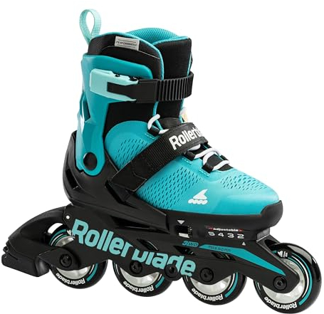 Rollerblade MICROBLADE, Inline Skates für Jungen, Inliner für Anfänger & fortgeschrittene Kinder, Blau Wasser/Schwarz, Gr. 33-36.5