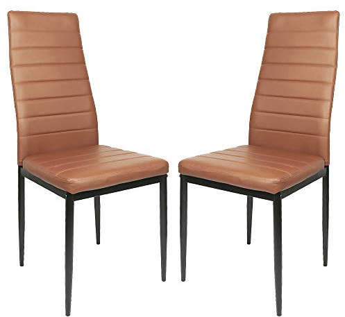 XUANYU Esszimmerstühle mit Rückenlehne Küchenstuhl Wohnzimmer stühle aus PU, 42×48×98 cm, 2er-Set Braun Stühle