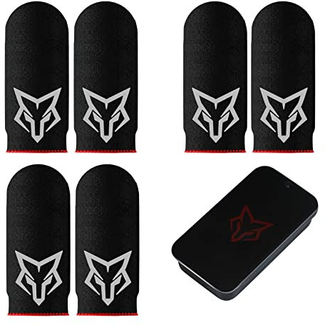 rinsfox Mobile Phone Game Finger Sleeves [6pcs], Anti-Sweat Breathable,Gaming Sleeve,Thumbs Finger Gloves Cover Sleeve for League of Legend, PUBG, Rules of Survival, Knives Out (Black [Carbon Fibre])