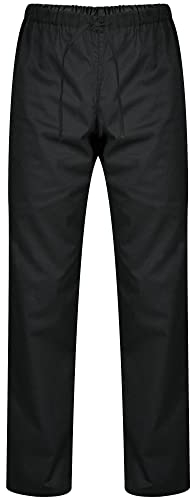 PALLTEX Carlo Pantalones de Cocinero Unisex, Pantalones de Cocinero, Pantalones de Panadero EN 13688 con Cintura Elastica con Cordon, Negro, S