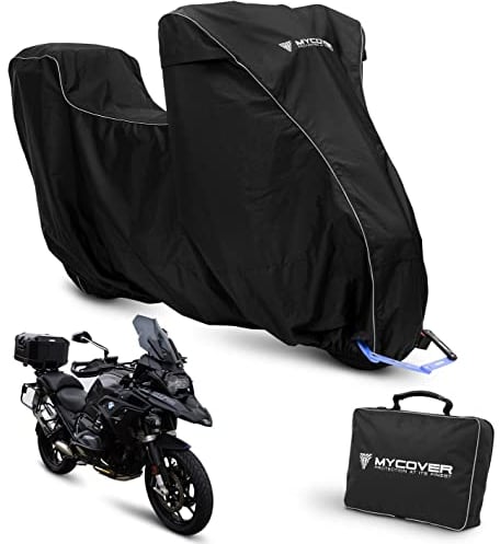 MYCOVER handgefertigte Premium Motorrad Abdeckplane – 30 Größen für über 2500 Modelle – 100% passgenau, wasserdicht, Winterfest & extrem reißfest – Indoor & Outdoor - Größe XL+TC (L250xB115xH145)