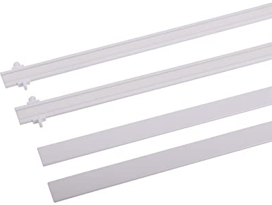 deco-raum Paneelwagen Weiß 60cm 2 Stück aus Aluminium mit Klettband kürzbar für Gardinenschienen Universal mit Gleiter und Flachbeschwerung 20x3mm