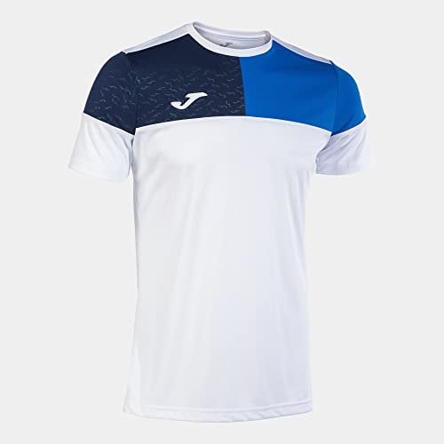 Joma Herren Kurzarmshirt Mann Crew V Tshirt, Weiss, Königsblau, Marineblau, 14-15 Jahre EU