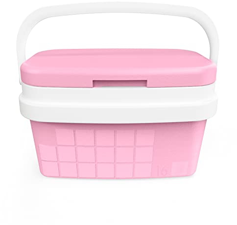 COM-FORT HOUSE - Nevera Portátil con Asa Rígida - Porta Alimentos para Camping, Playa, Acampada - Nevera Color Rosa - Capacidad 16L