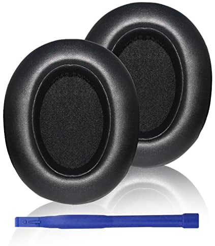 Adhiper WH-XB910N - Almohadillas compatibles con Sony WH-XB910N con Cable e inalámbrico, Almohadillas de Repuesto de Espuma viscoelástica y Cuero proteico con Botones a presión (Negro