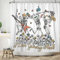 ASDCXZ Lustig Duschvorhang 180x200 cm, Witzig Skelett Singen Tanzen Blumen Blätter Halloween Weiß Bad Waschbar Duschvorhänge Polyester Textil Wasserdicht Badevorhang für Badewanne mit 12 Haken