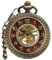 VIGOROSO Mechanische Taschenuhr für Herren, Handaufzug, Vintage-Stil, Steampunk, Holzmaserung, hohles Design, mit Kette und Box, Bronze Arabisch, Taschenuhr, V029