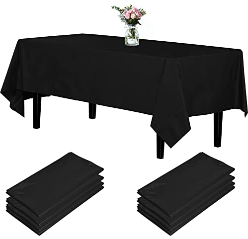 Newthinking Einweg Party Tischdecken, Rechteckig, 137 x 274 cm, 4 Stück, Kunststoff-Tischdecke für Party, Hochzeit, Grillen,Picknick, Weihnachten (Schwarz)