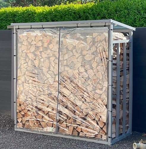 QUICK STAR Paroi de protection contre les intempéries en PVC transparent 174 x 173 cm pour abri de bois de cheminée XXL 185 x 70 x 185 cm