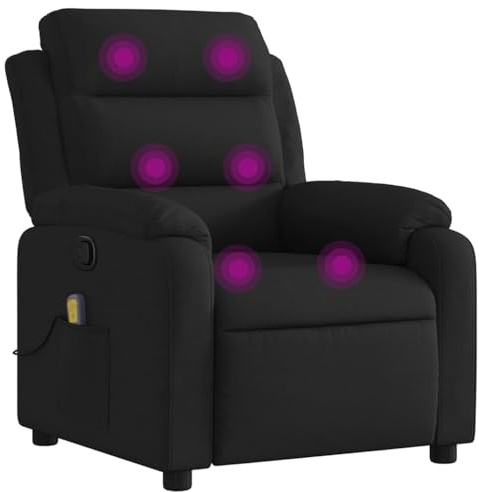 vidaXL Massagesessel, Sessel Verstellbare Rückenlehne Fußteil, Fernsehsessel Relaxsessel mit Liegefunktion, Liegesessel Polstersessel Ruhesessel, Schwarz Stoff