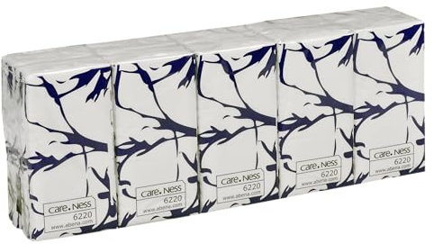 ABENA Pocket Tissues | Pack of 10 | 3 Ply Paper Tissues | Travel Pack of Soft Tissues | Pocket Tissues Multipack | Large Paper Hankies | Fragrance Free Packets of Tissues
