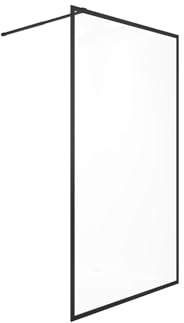 Vente-unique-Duschtrennwand Seitenwand italienische Dusche - 100 x 200 cm - Sicherheitsglas - Schwarz matt - AMBERI