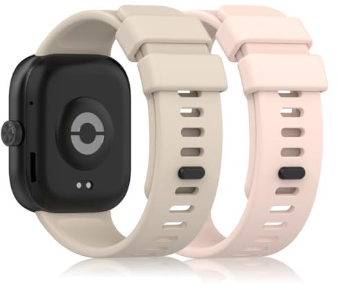 Pheant Cinturino Compatibile con Xiaomi Redmi Watch 4 Cinturini di Ricambio in Silicone per Donne e Uomini, Rosa Beige